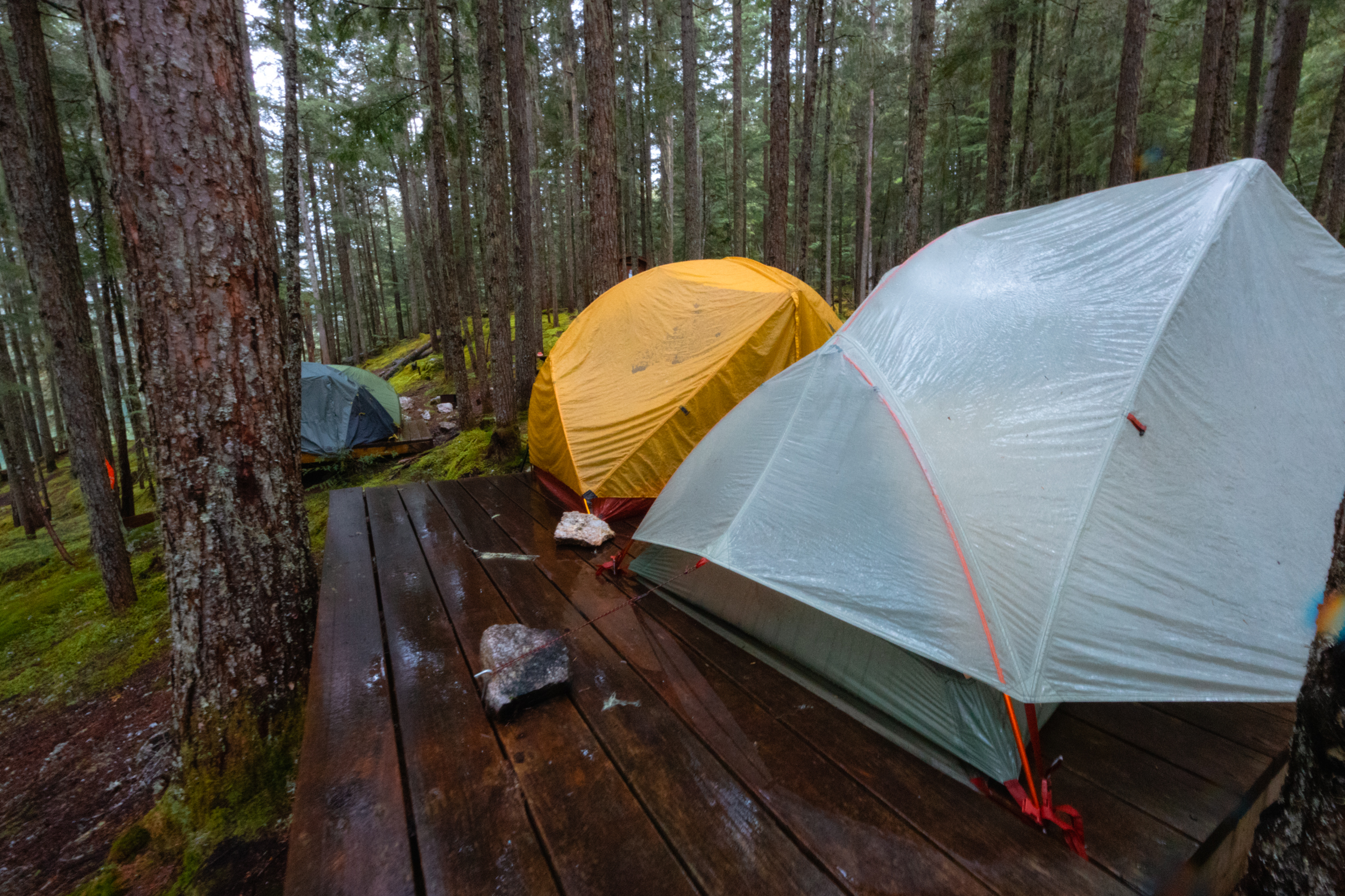 Setting up camp in the rain and keeping gear dry