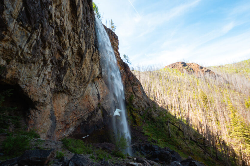 Christie Falls, a waterfall that launches over a cliff.