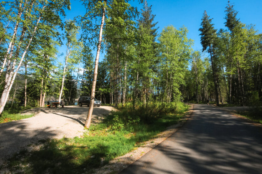 View of campsite at Blanket Creek from the paved road.