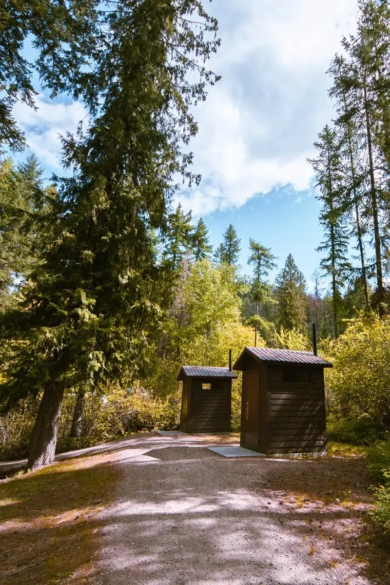 Outhouses at Texas Creek Campground near Christina Lake