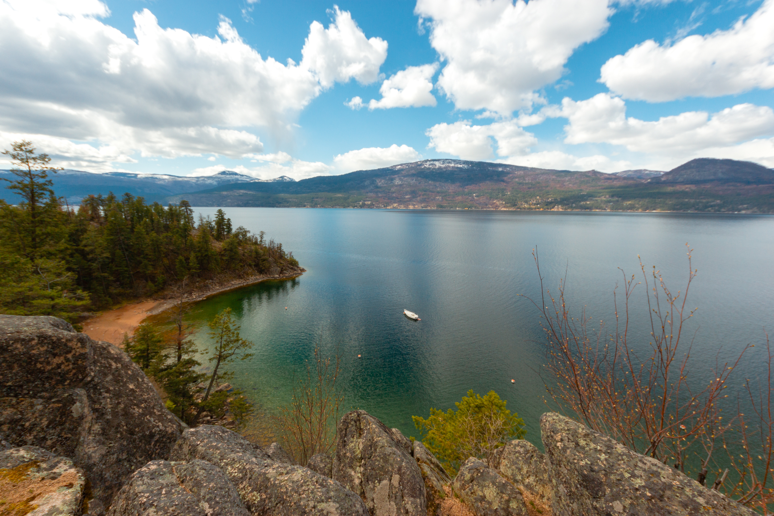 View from the headlands at Ellison Provincial Park, overlooking Okanagan Lake towards Fintry