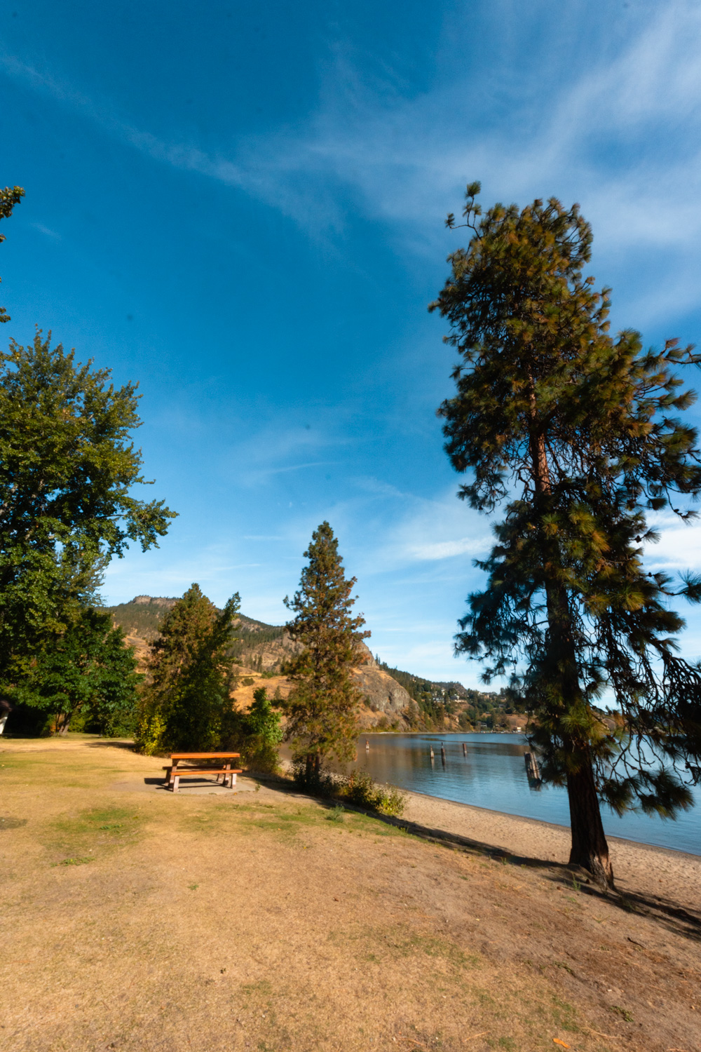Day-use beach and picnic area at Bear Creek in Kelowna, BC