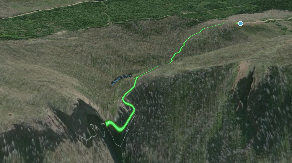 3D map of the Christie Falls hike near Kelowna.