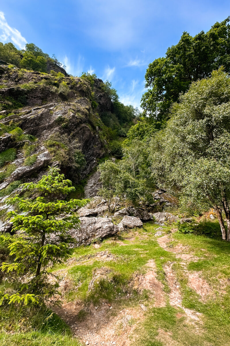 Valley walls around Powerscourt Waterfall.