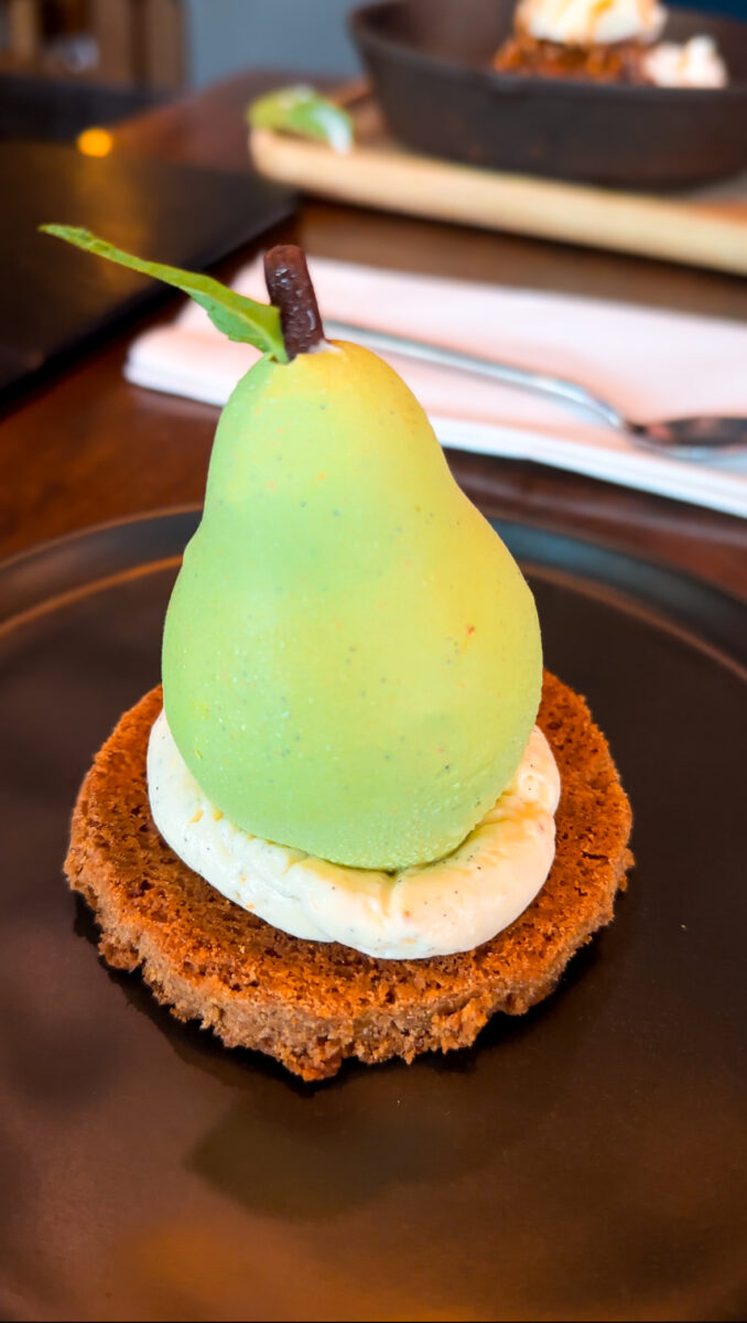 A pear-shaped dessert at Central. This is one of Kelowna's top restaurants.