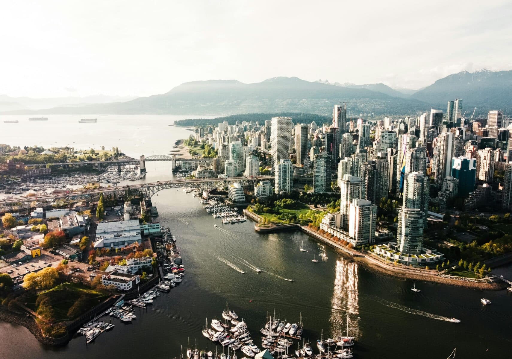 Aerial view of downtown Vancouver.